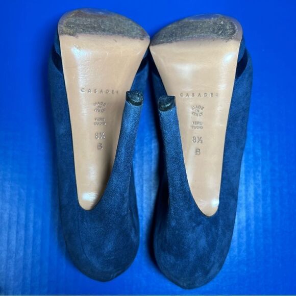 Casadei Womens Peep Toe Blue Suede High Stiletto Platform Heels 8.5B - Picture 9 of 12